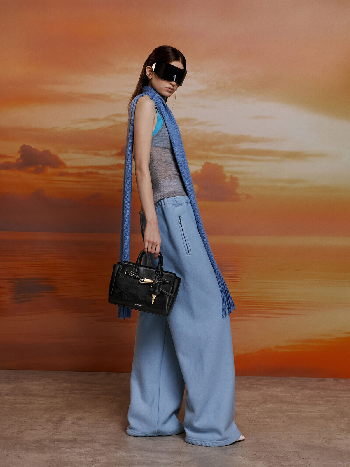 CHARLES & KEITH Hot Sale / Mini Delfina Belted Tote Bag - Noir