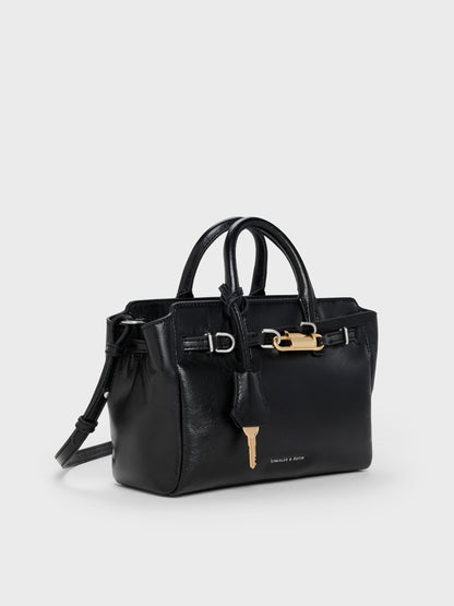 CHARLES & KEITH Hot Sale / Mini Delfina Belted Tote Bag - Noir