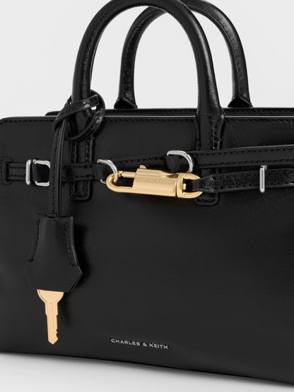 CHARLES & KEITH Hot Sale / Mini Delfina Belted Tote Bag - Noir