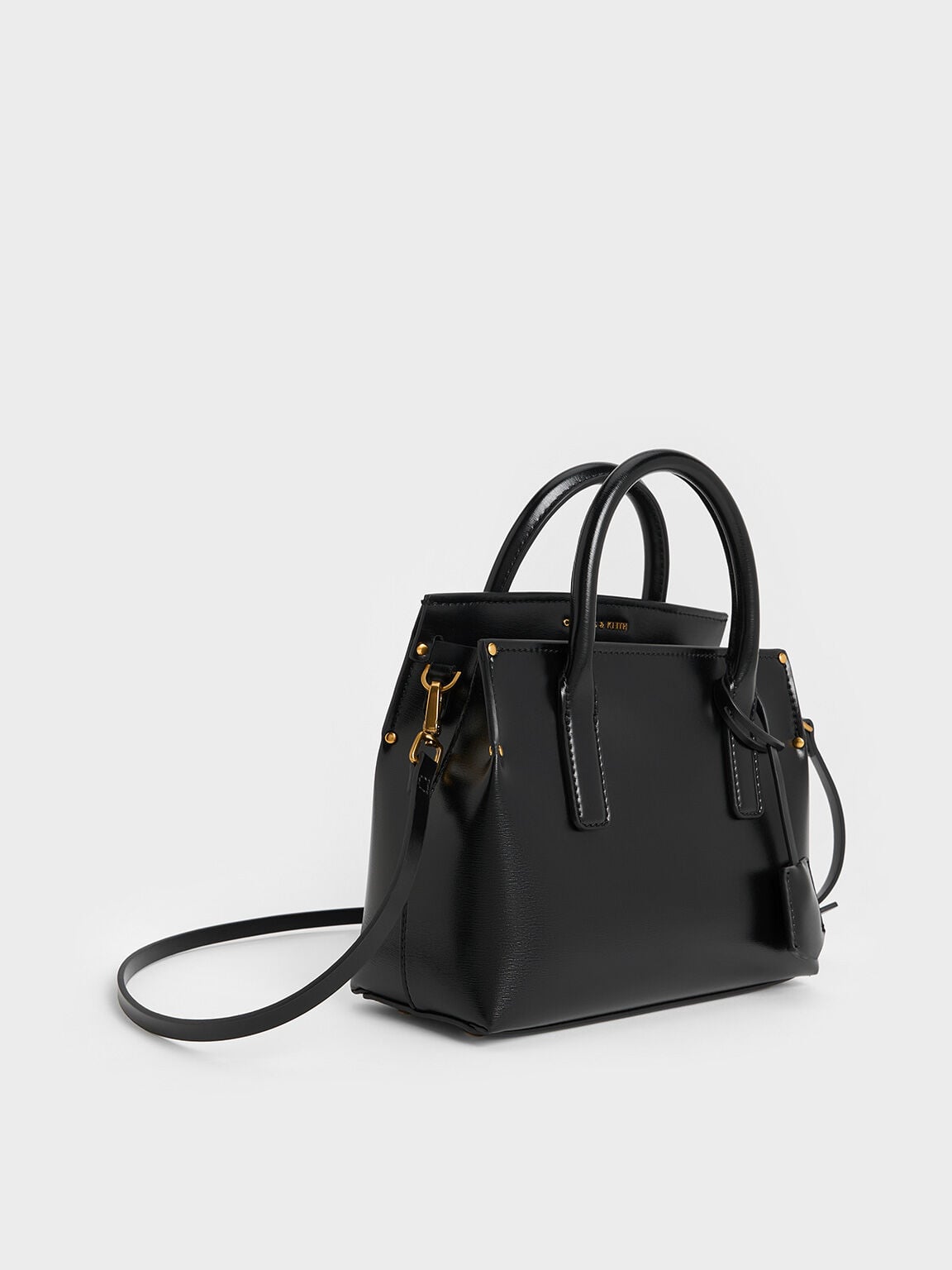 CHARLES & KEITH Recommended / Rene Structured Top Handle Bag - Black