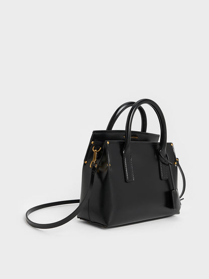 CHARLES & KEITH Recommended / Rene Structured Top Handle Bag - Black