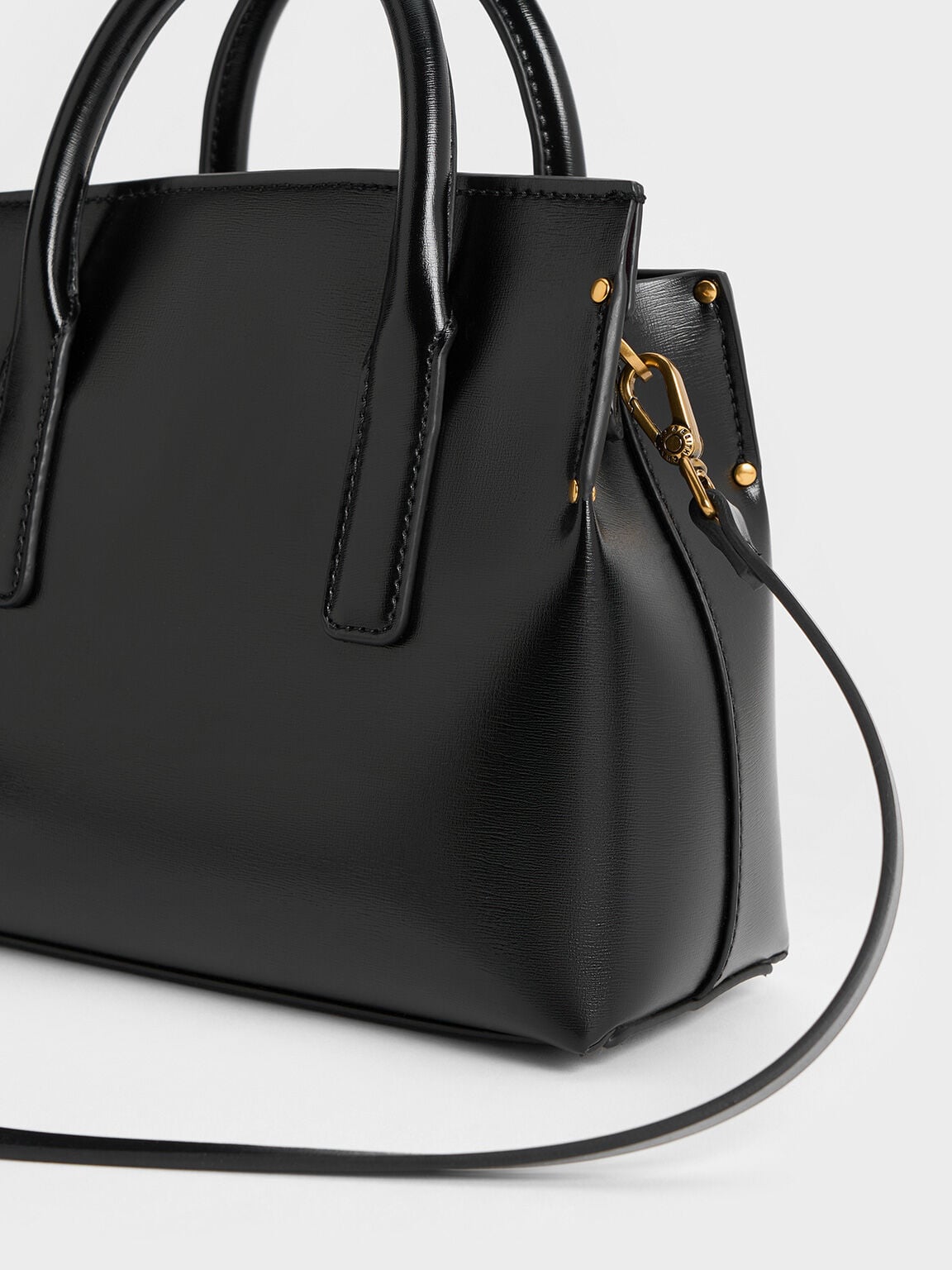 CHARLES & KEITH Recommended / Rene Structured Top Handle Bag - Black