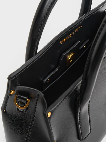 CHARLES & KEITH Recommended / Rene Structured Top Handle Bag - Black