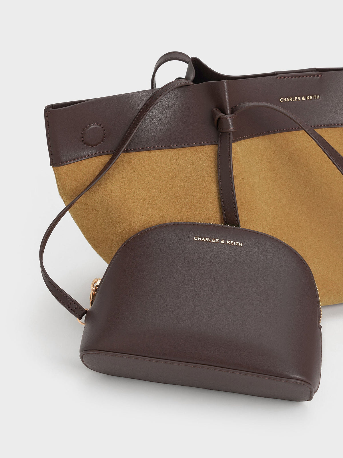 CHARLES & KEITH Discount / Calla Faux Suede Tote Bag - Sahara Sand