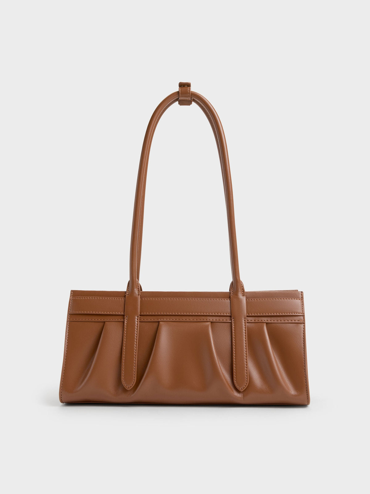 CHARLES & KEITH Latest / Isolde Belted Ruched Shoulder Bag - Chocolate