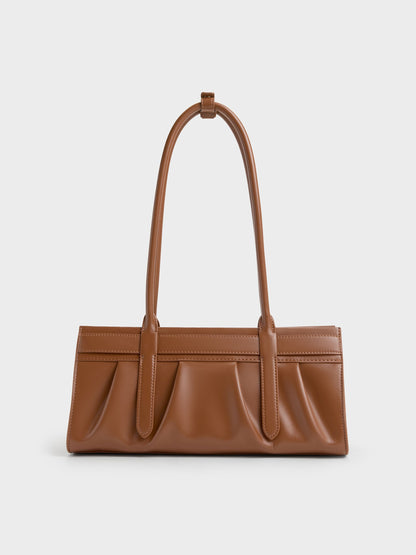 CHARLES & KEITH Latest / Isolde Belted Ruched Shoulder Bag - Chocolate