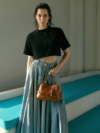CHARLES & KEITH Quality / Delfina Chain Side-Belt Tote Bag - Distressed Tan