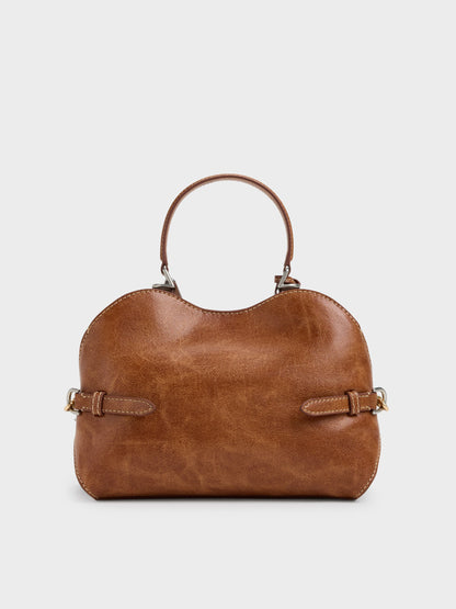 CHARLES & KEITH Quality / Delfina Chain Side-Belt Tote Bag - Distressed Tan
