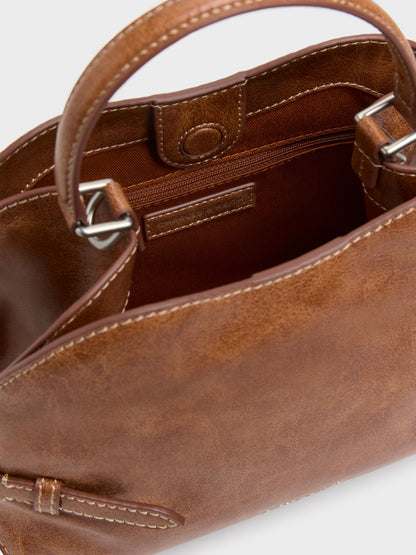 CHARLES & KEITH Quality / Delfina Chain Side-Belt Tote Bag - Distressed Tan