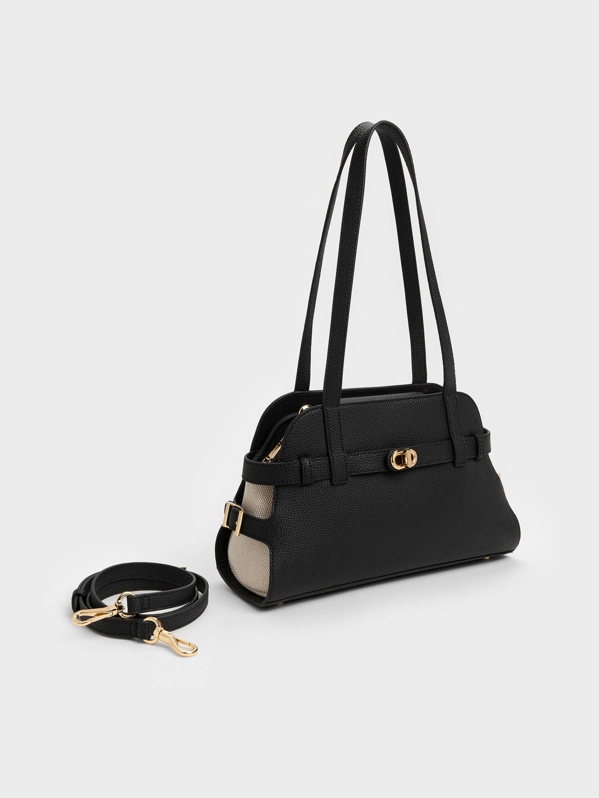 CHARLES & KEITH Quality / Aubrielle Belted Shoulder Bag - Black