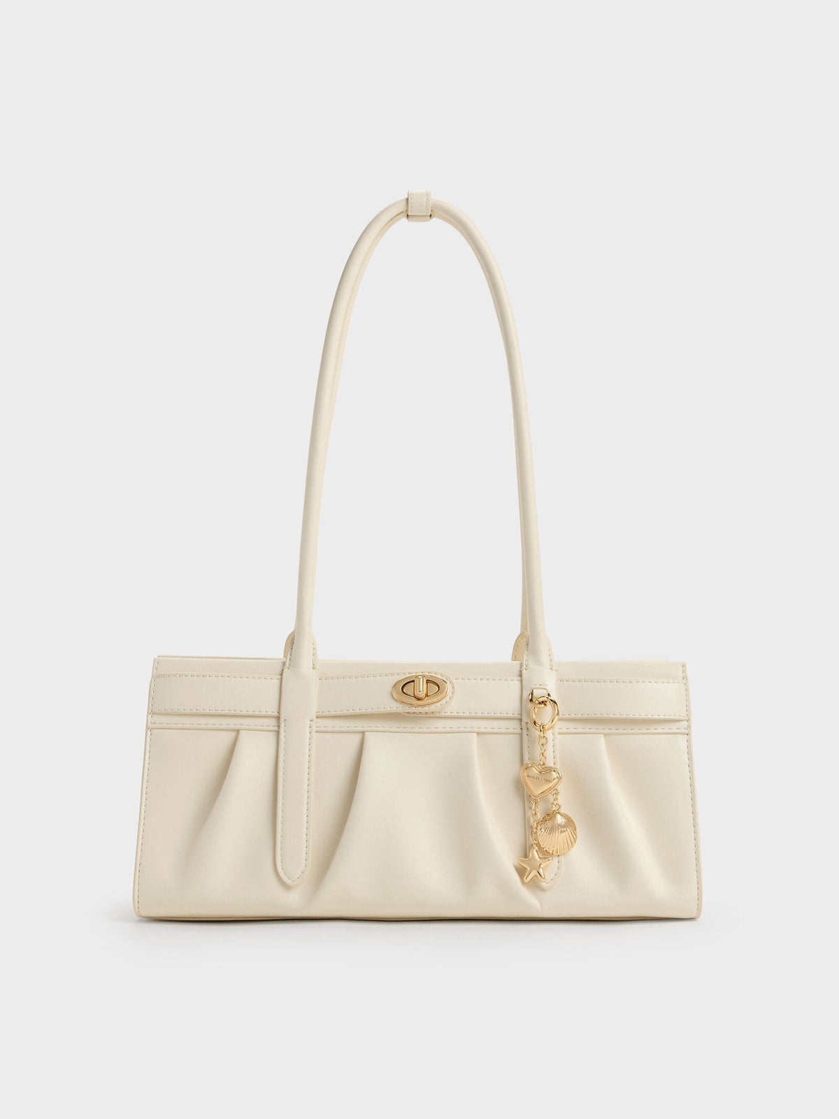 CHARLES & KEITH Exclusive / Isolde Belted Ruched Shoulder Bag - Cream