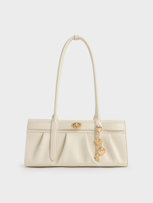 CHARLES & KEITH Exclusive / Isolde Belted Ruched Shoulder Bag - Cream