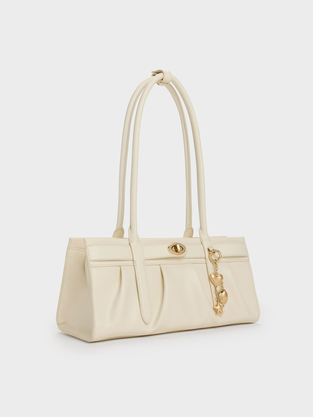 CHARLES & KEITH Exclusive / Isolde Belted Ruched Shoulder Bag - Cream