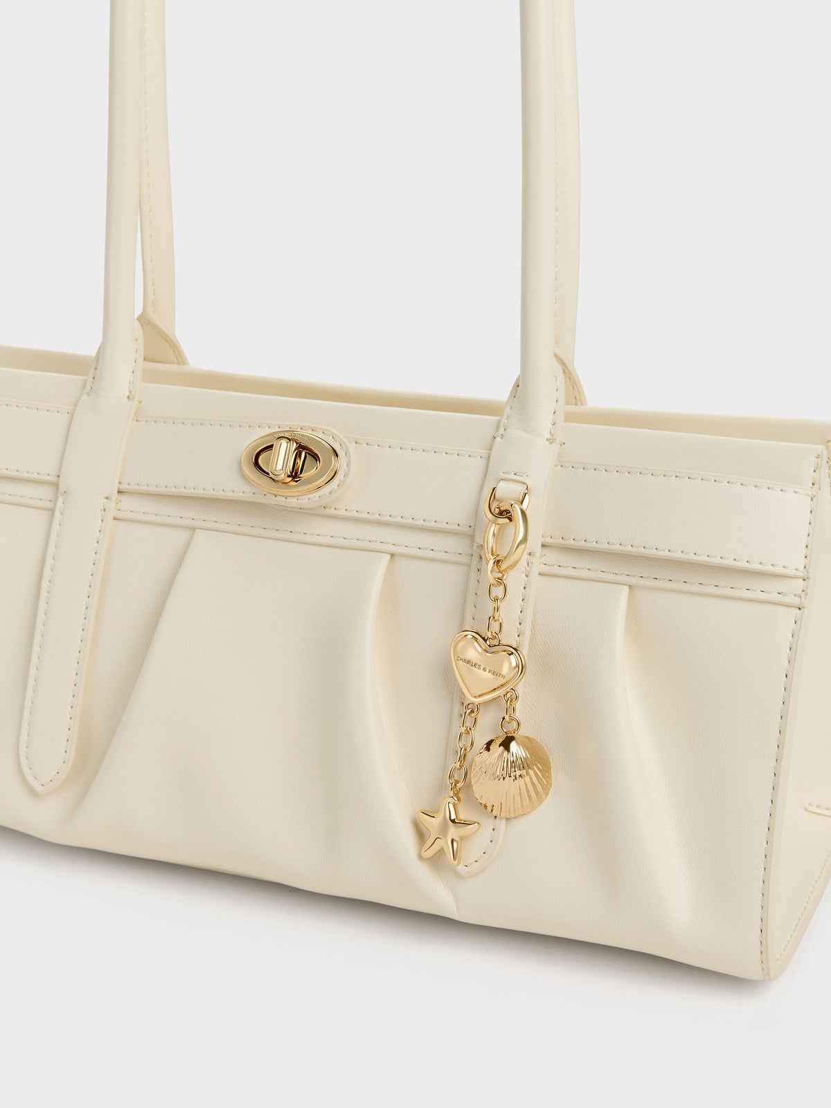 CHARLES & KEITH Exclusive / Isolde Belted Ruched Shoulder Bag - Cream