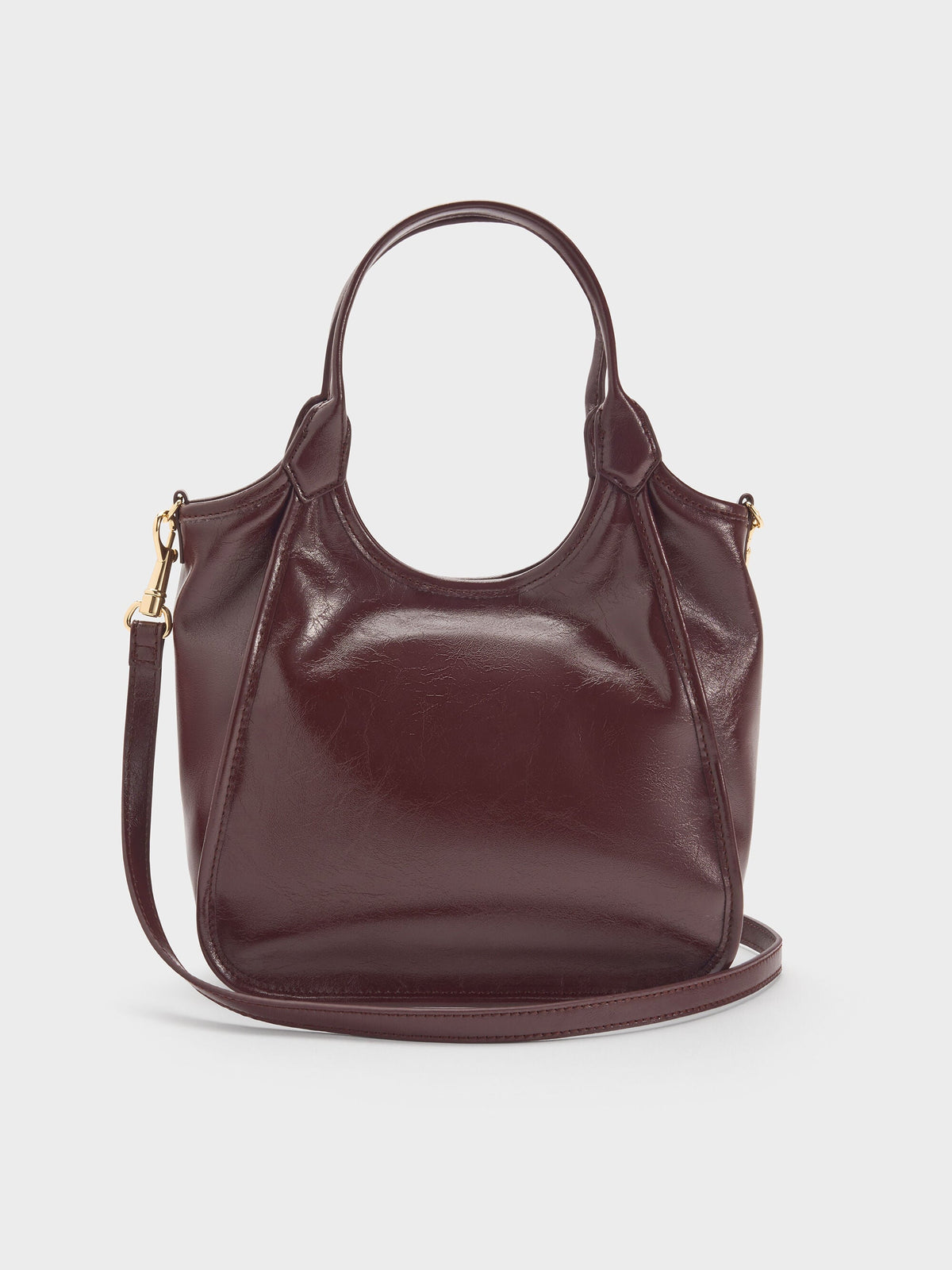 CHARLES & KEITH Hot Sale / Mini Sianna Crinkle-Effect Slouchy Tote Bag - Wineberry Red