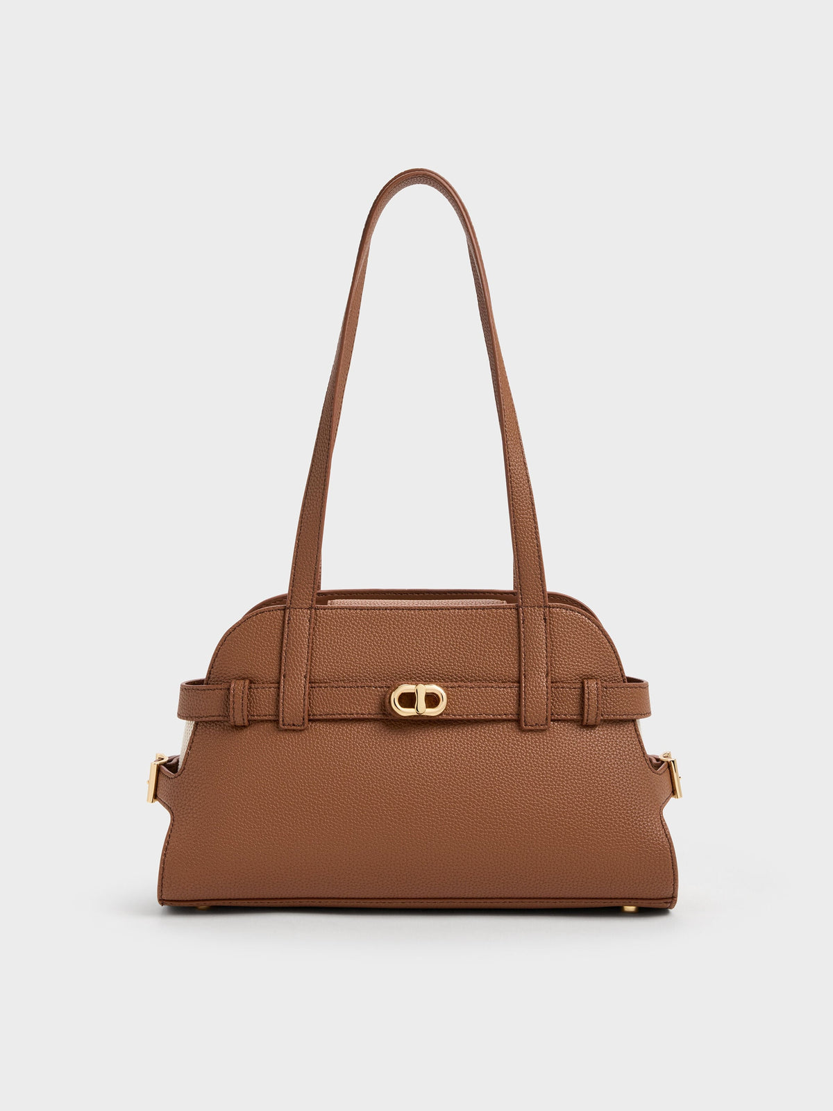 CHARLES & KEITH Recommended / Aubrielle Belted Shoulder Bag - Chocolate