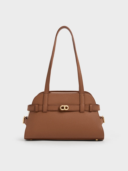 CHARLES & KEITH Recommended / Aubrielle Belted Shoulder Bag - Chocolate