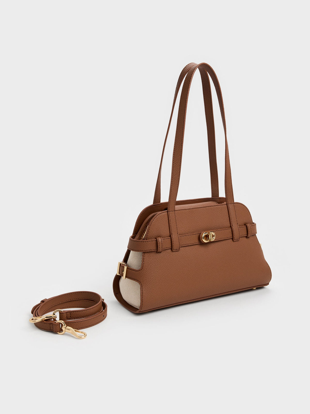 CHARLES & KEITH Recommended / Aubrielle Belted Shoulder Bag - Chocolate