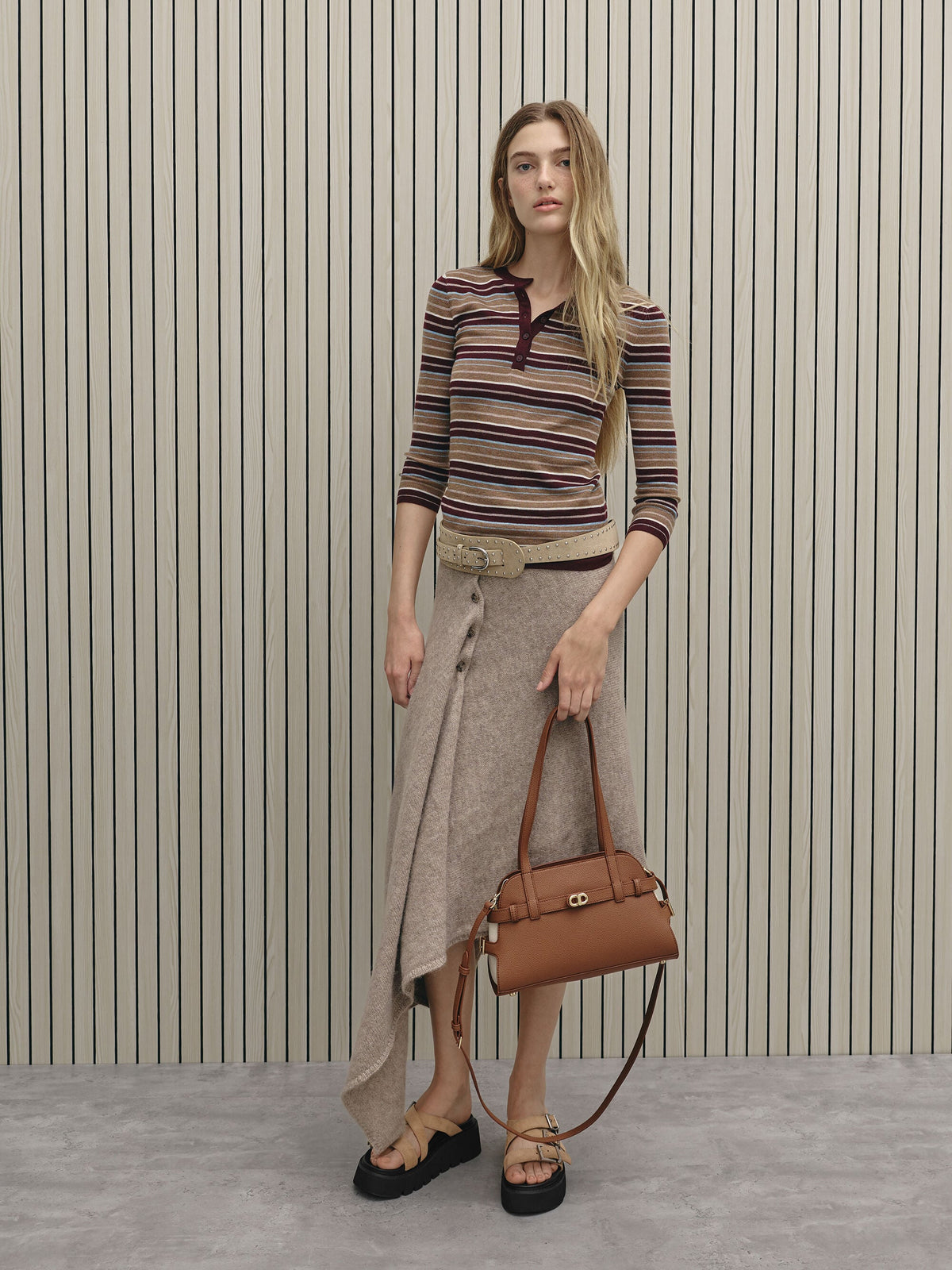 CHARLES & KEITH Recommended / Aubrielle Belted Shoulder Bag - Chocolate