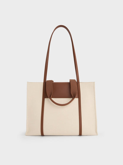CHARLES & KEITH Discount / Shalia Canvas Tote Bag - Beige Canvas