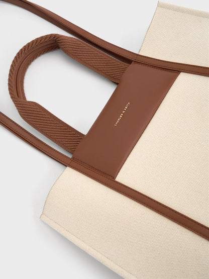 CHARLES & KEITH Discount / Shalia Canvas Tote Bag - Beige Canvas