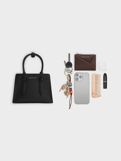 CHARLES & KEITH Top Pick / Allyn Structured Trapeze Tote Bag - Noir