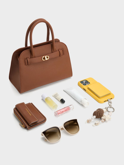 CHARLES & KEITH Best Price / Aubrielle Belted Tote Bag - Chocolate