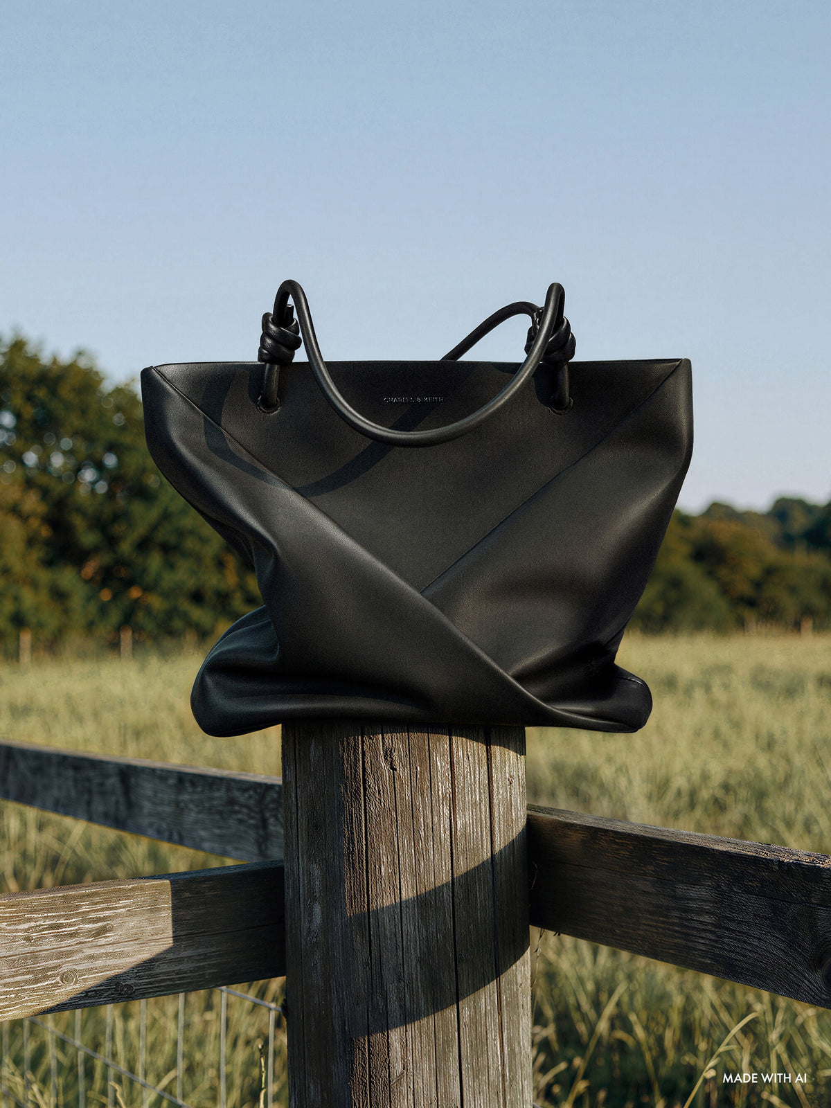 CHARLES & KEITH Deals / Midori Geometric Tote Bag - Jet Black