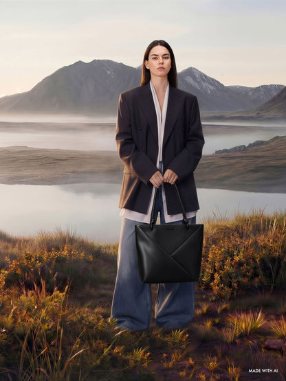 CHARLES & KEITH Deals / Midori Geometric Tote Bag - Jet Black