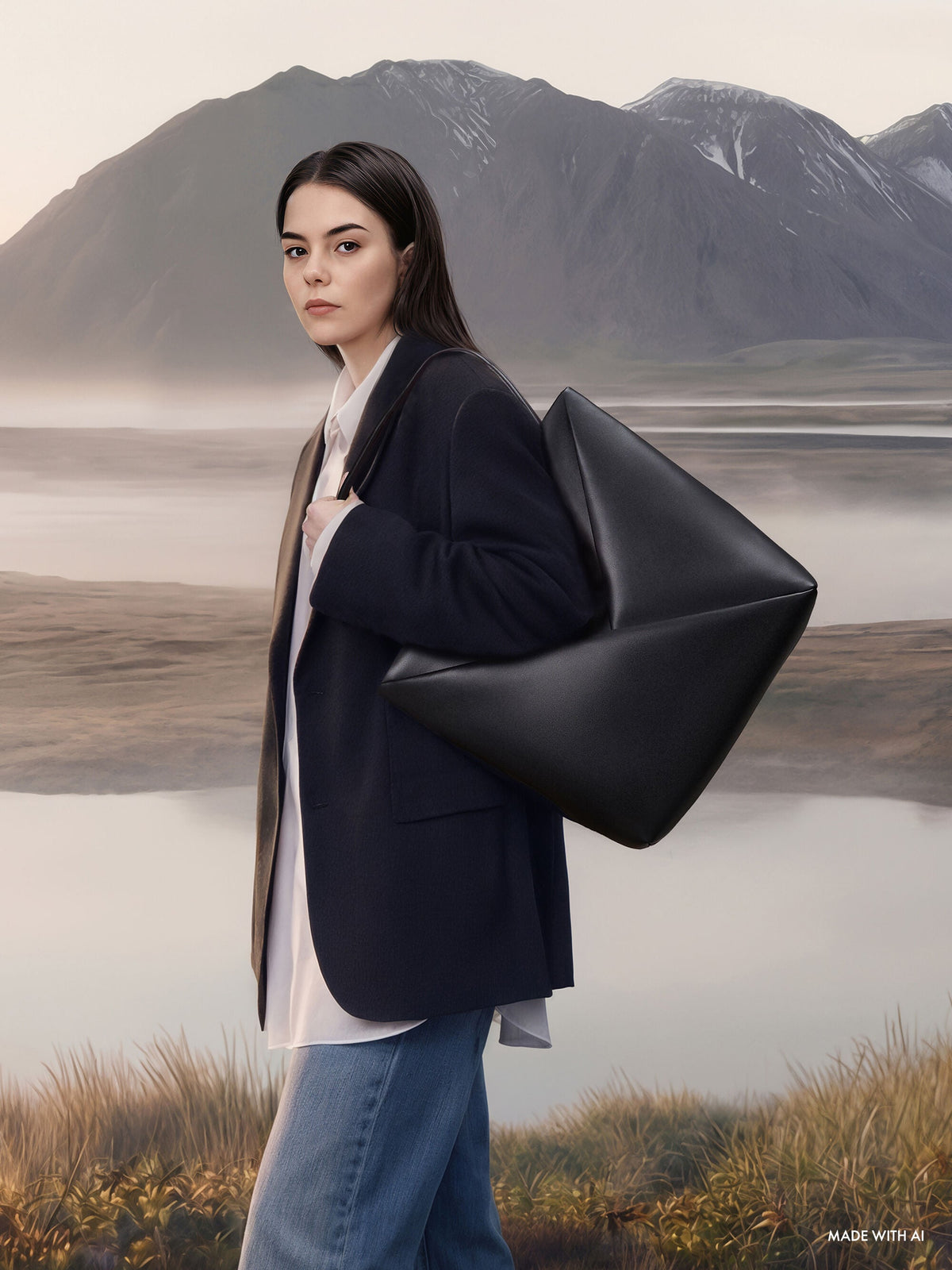 CHARLES & KEITH Deals / Midori Geometric Tote Bag - Jet Black