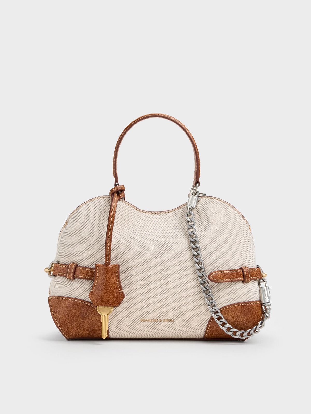 CHARLES & KEITH Essential / Delfina Canvas Chain Side-Belt Tote Bag - Multi