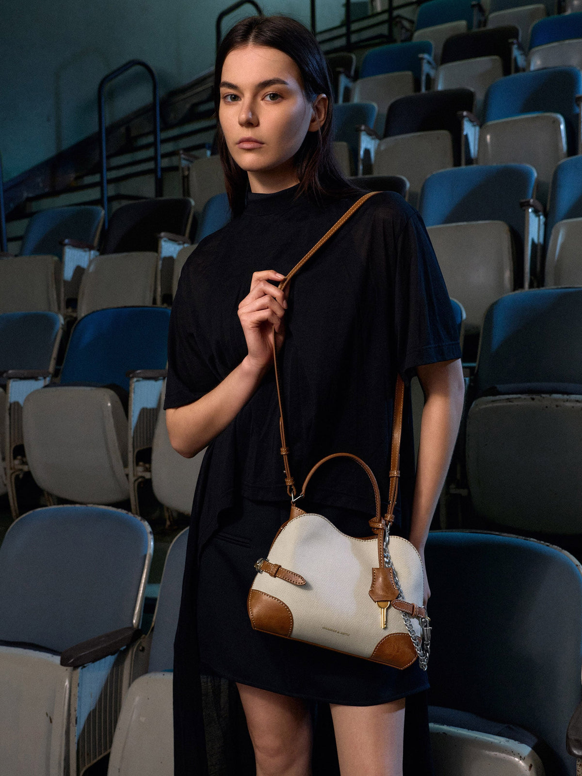 CHARLES & KEITH Essential / Delfina Canvas Chain Side-Belt Tote Bag - Multi