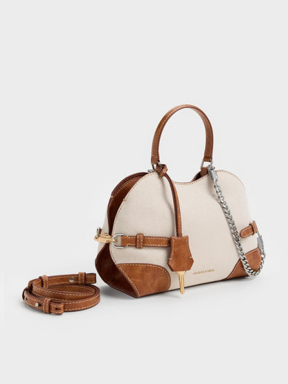 CHARLES & KEITH Essential / Delfina Canvas Chain Side-Belt Tote Bag - Multi