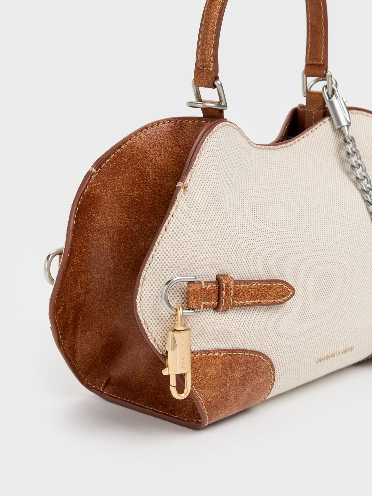 CHARLES & KEITH Essential / Delfina Canvas Chain Side-Belt Tote Bag - Multi