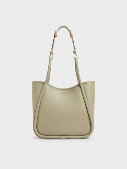 CHARLES & KEITH New / Mini Lyla Tubular Tote Bag - Pale Olive