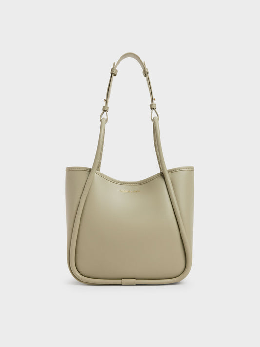CHARLES & KEITH New / Mini Lyla Tubular Tote Bag - Pale Olive
