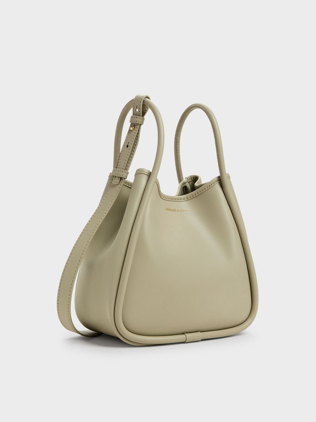 CHARLES & KEITH New / Mini Lyla Tubular Tote Bag - Pale Olive