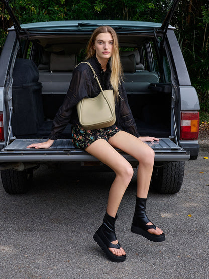 CHARLES & KEITH New / Mini Lyla Tubular Tote Bag - Pale Olive