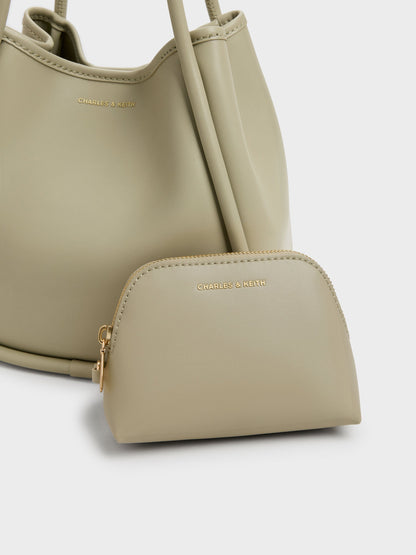CHARLES & KEITH New / Mini Lyla Tubular Tote Bag - Pale Olive