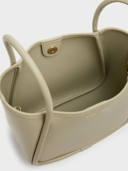 CHARLES & KEITH New / Mini Lyla Tubular Tote Bag - Pale Olive