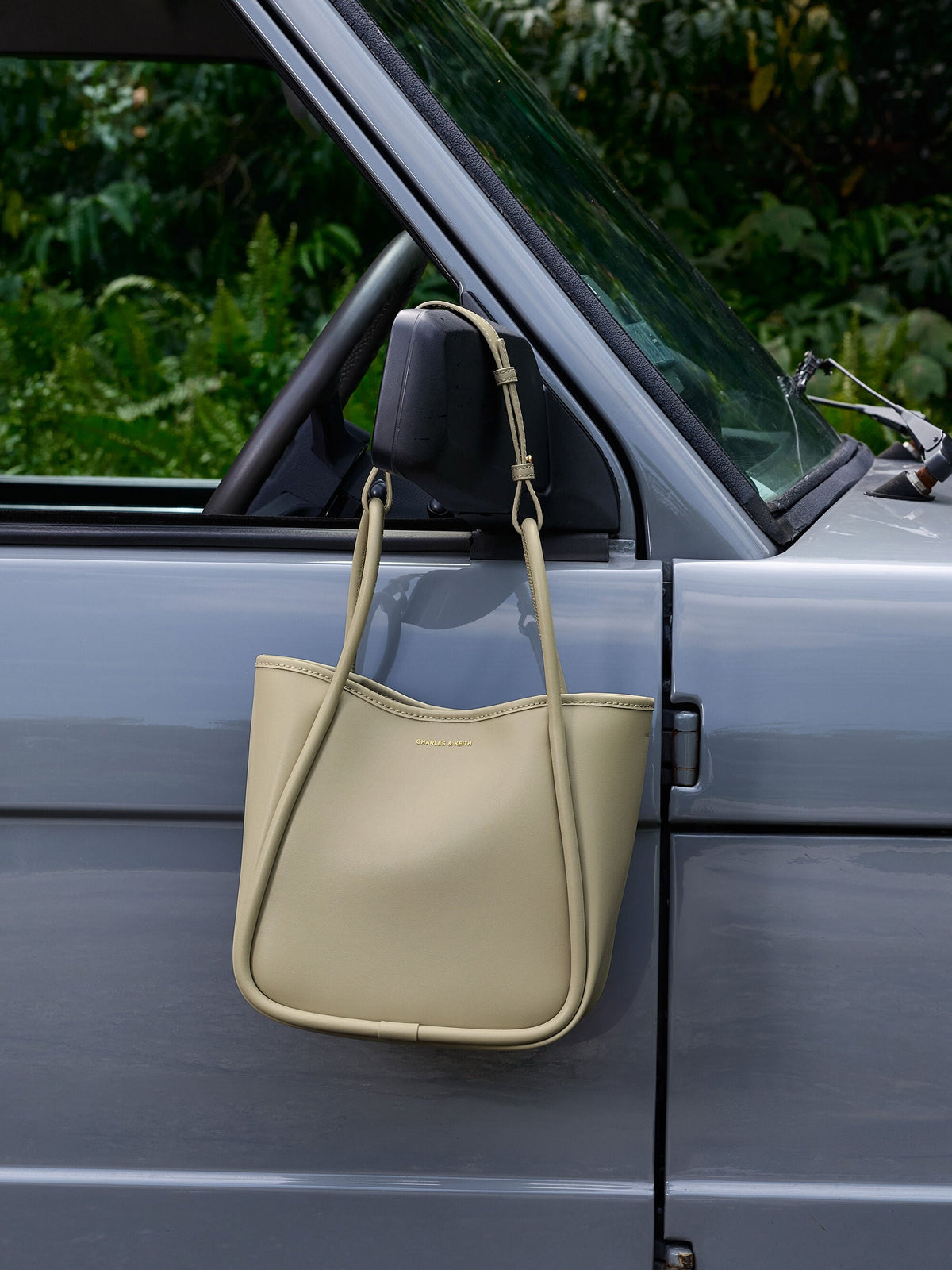 CHARLES & KEITH New / Mini Lyla Tubular Tote Bag - Pale Olive