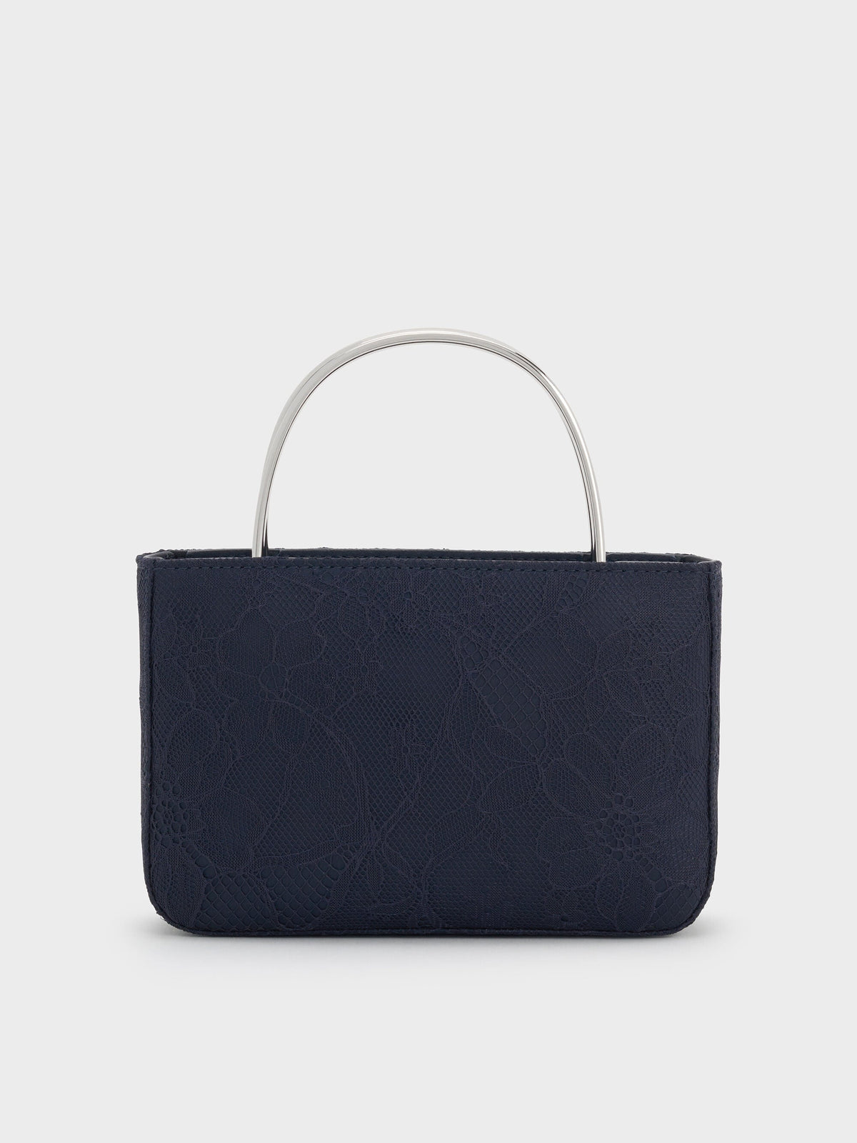 CHARLES & KEITH Customer Favorite / Jennis Lace & Satin Top Handle Bag - Dark Blue Textured