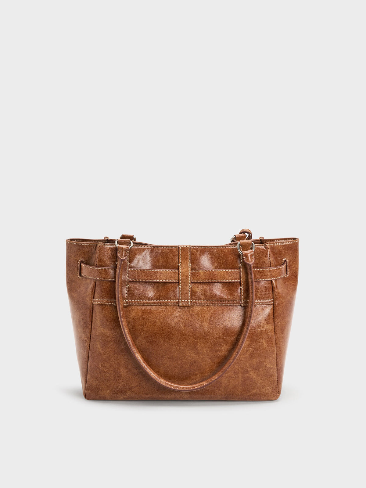 CHARLES & KEITH Essential / Delfina Belted Tote Bag - Distressed Tan