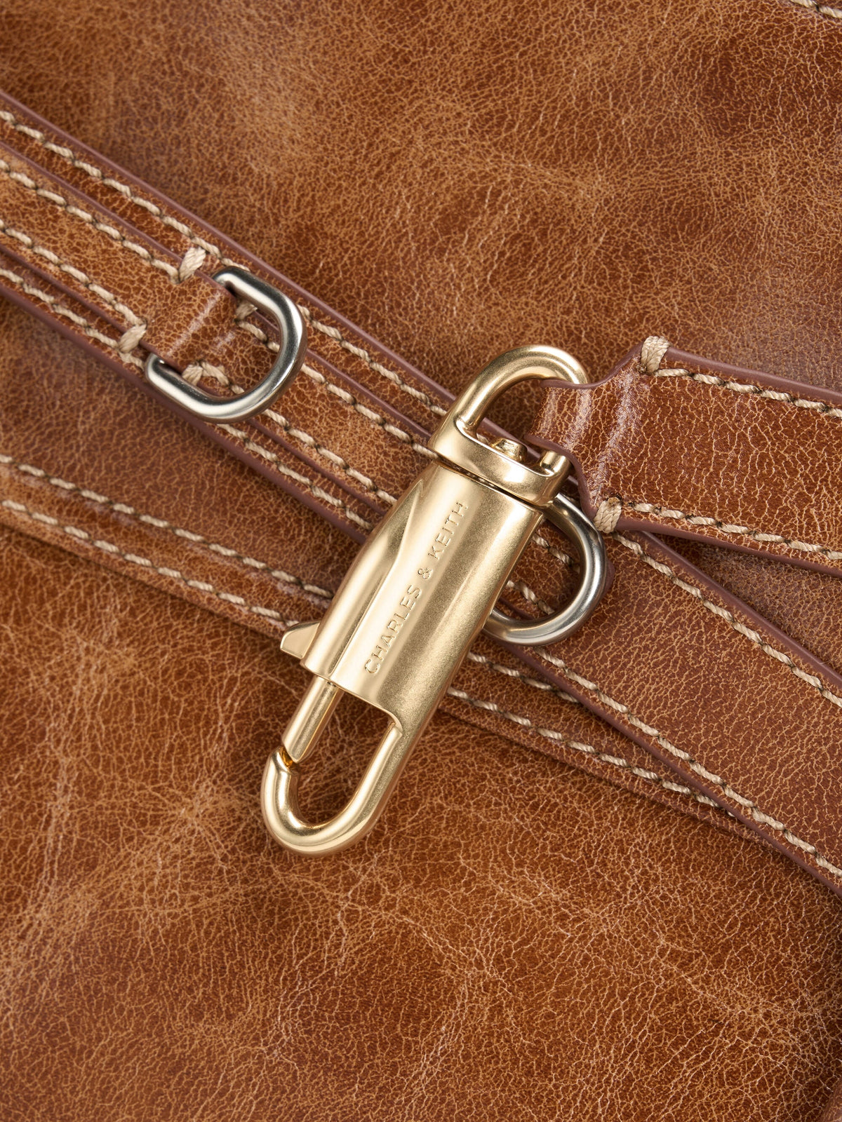 CHARLES & KEITH Essential / Delfina Belted Tote Bag - Distressed Tan