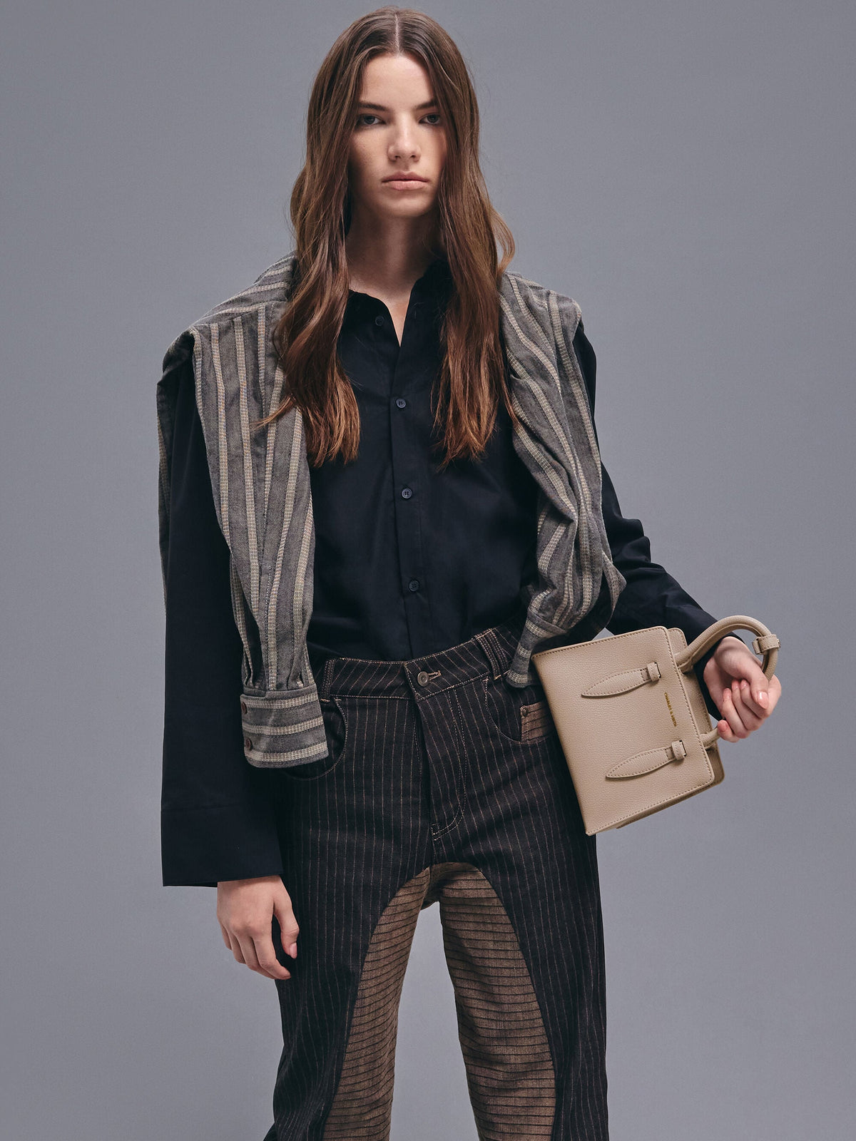 CHARLES & KEITH Special Offer / Allyn Structured Trapeze Tote Bag - Taupe