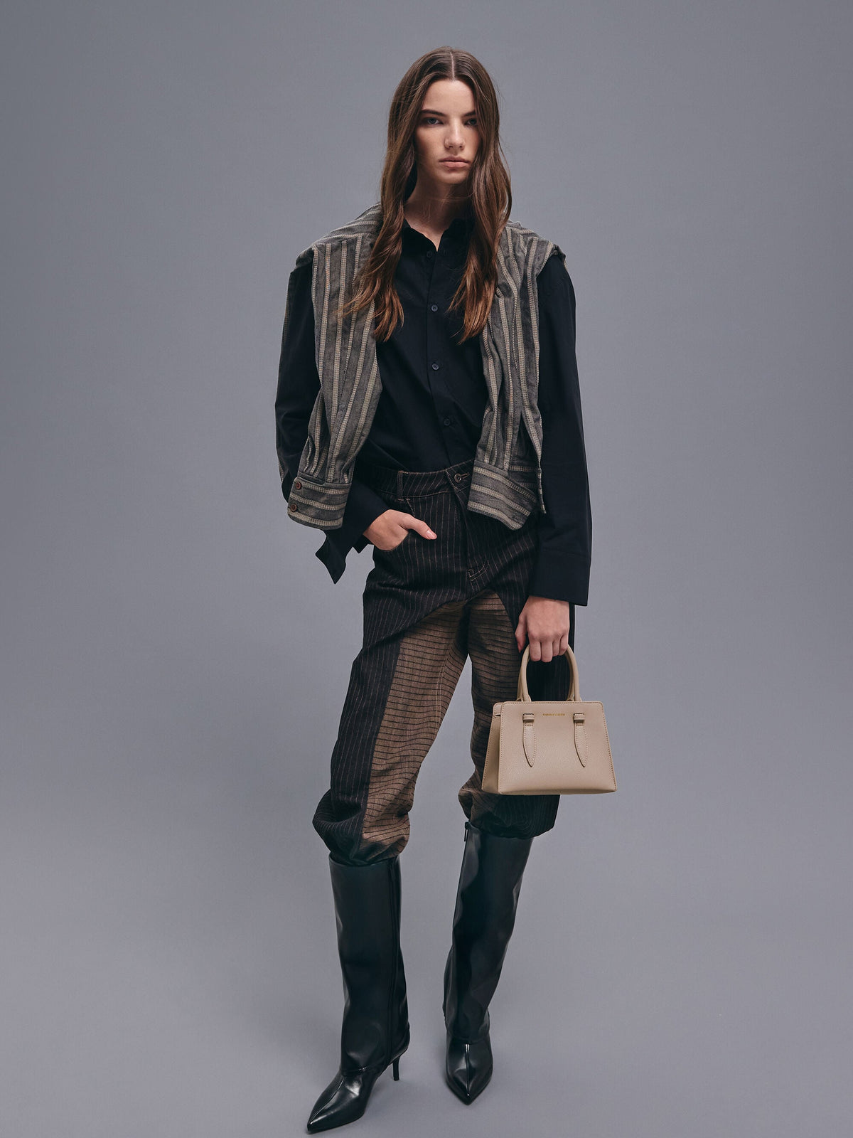 CHARLES & KEITH Special Offer / Allyn Structured Trapeze Tote Bag - Taupe