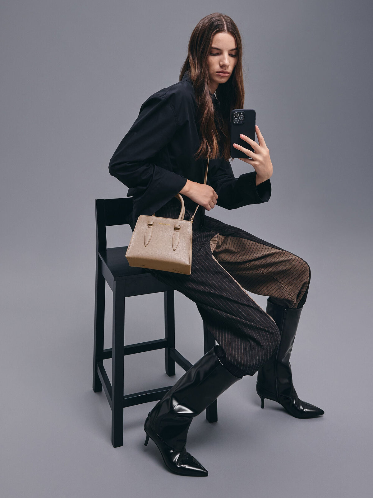 CHARLES & KEITH Special Offer / Allyn Structured Trapeze Tote Bag - Taupe