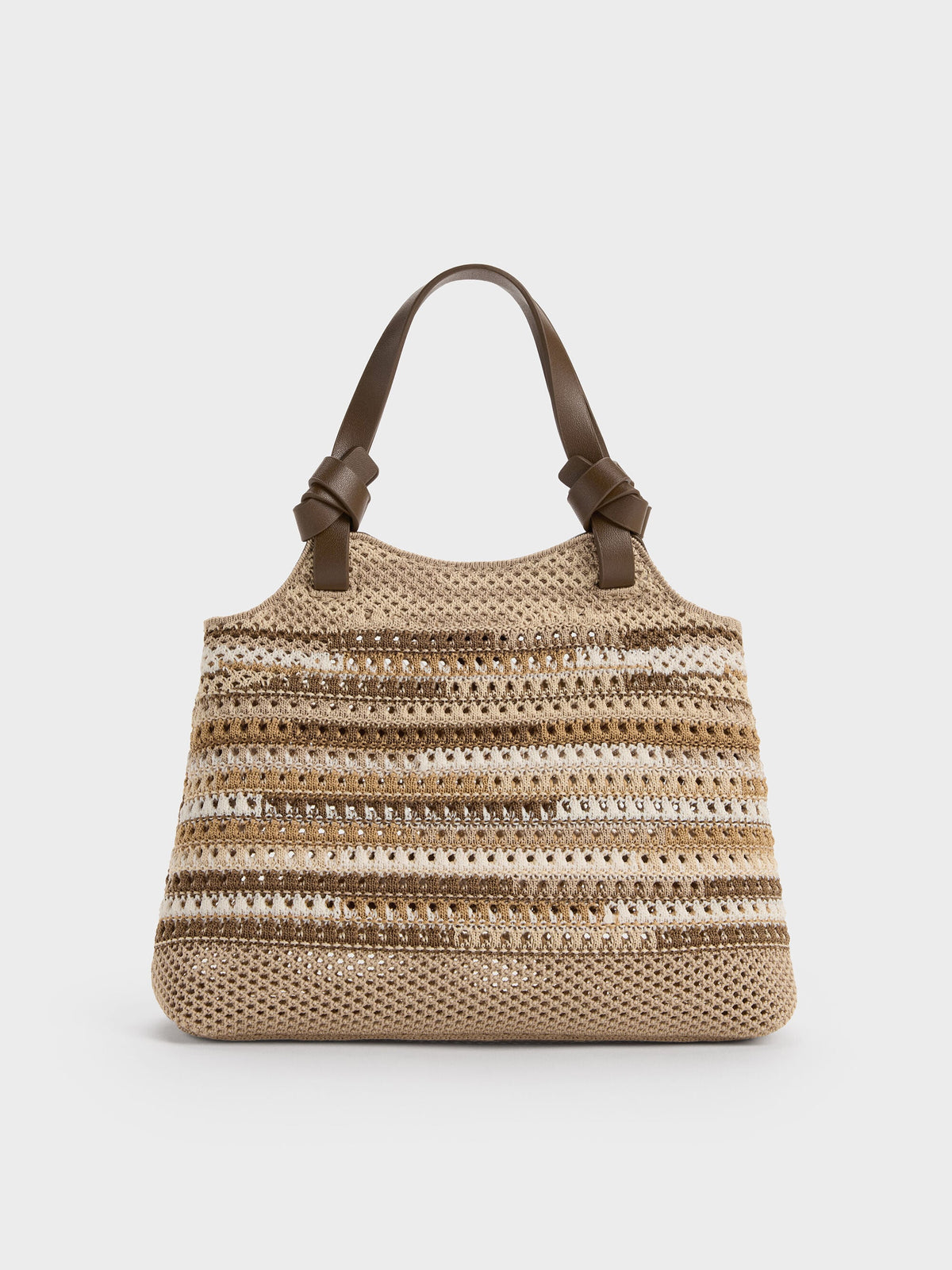 CHARLES & KEITH Exclusive / Mini Ida Multi-Stripe Knitted Tote Bag - Multi Brown