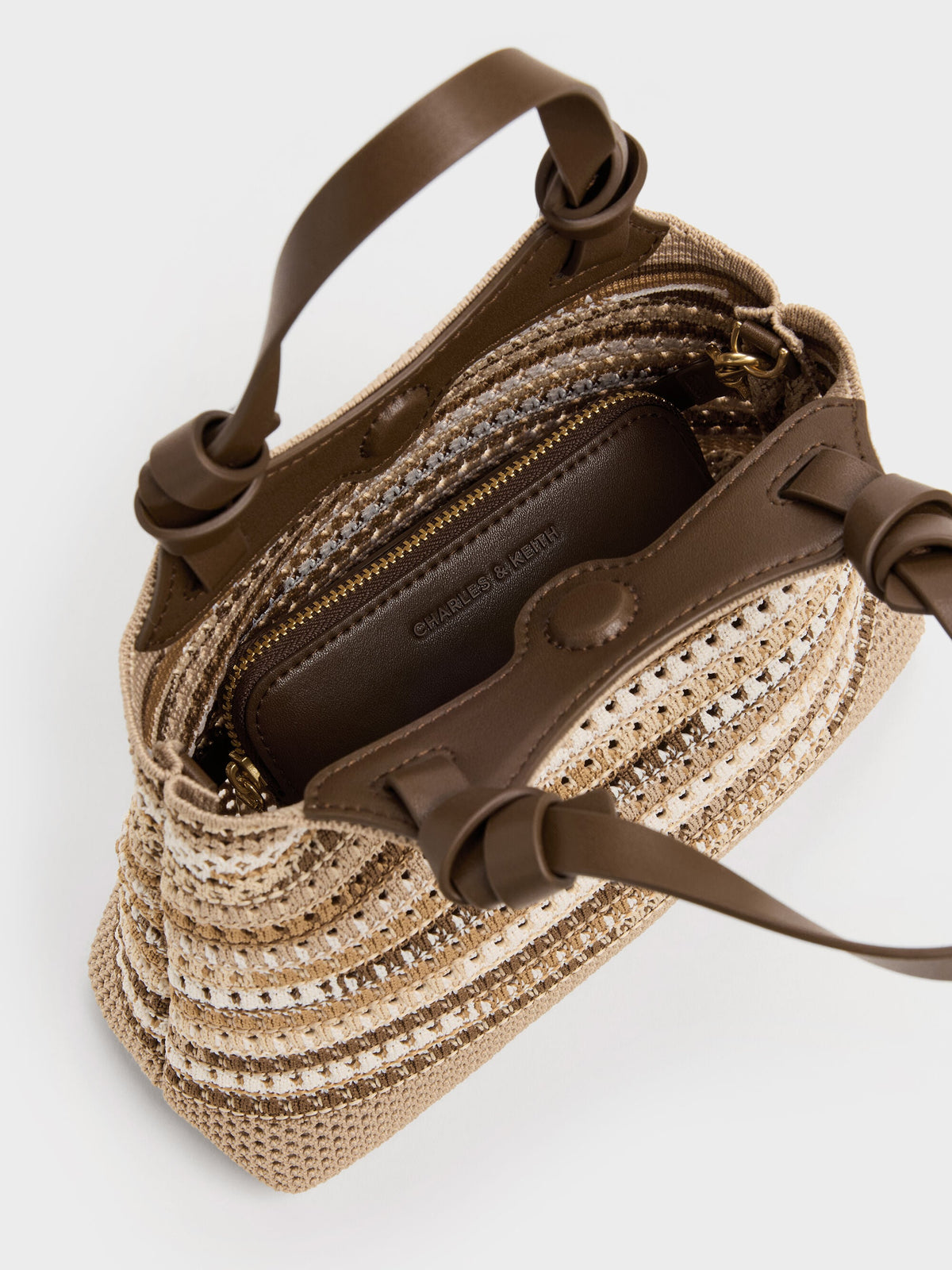 CHARLES & KEITH Exclusive / Mini Ida Multi-Stripe Knitted Tote Bag - Multi Brown