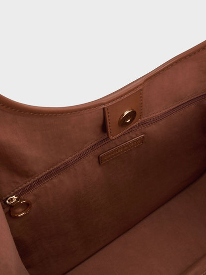 CHARLES & KEITH Essential / Sianna Canvas Contrast-Trim Tote Bag - Taupe Canvas